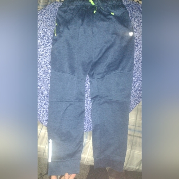 Russell Athletic Navy Blue and Lime Green Unisex/Men's Track Pants Sz XL (14-16) - Picture 2 of 7
